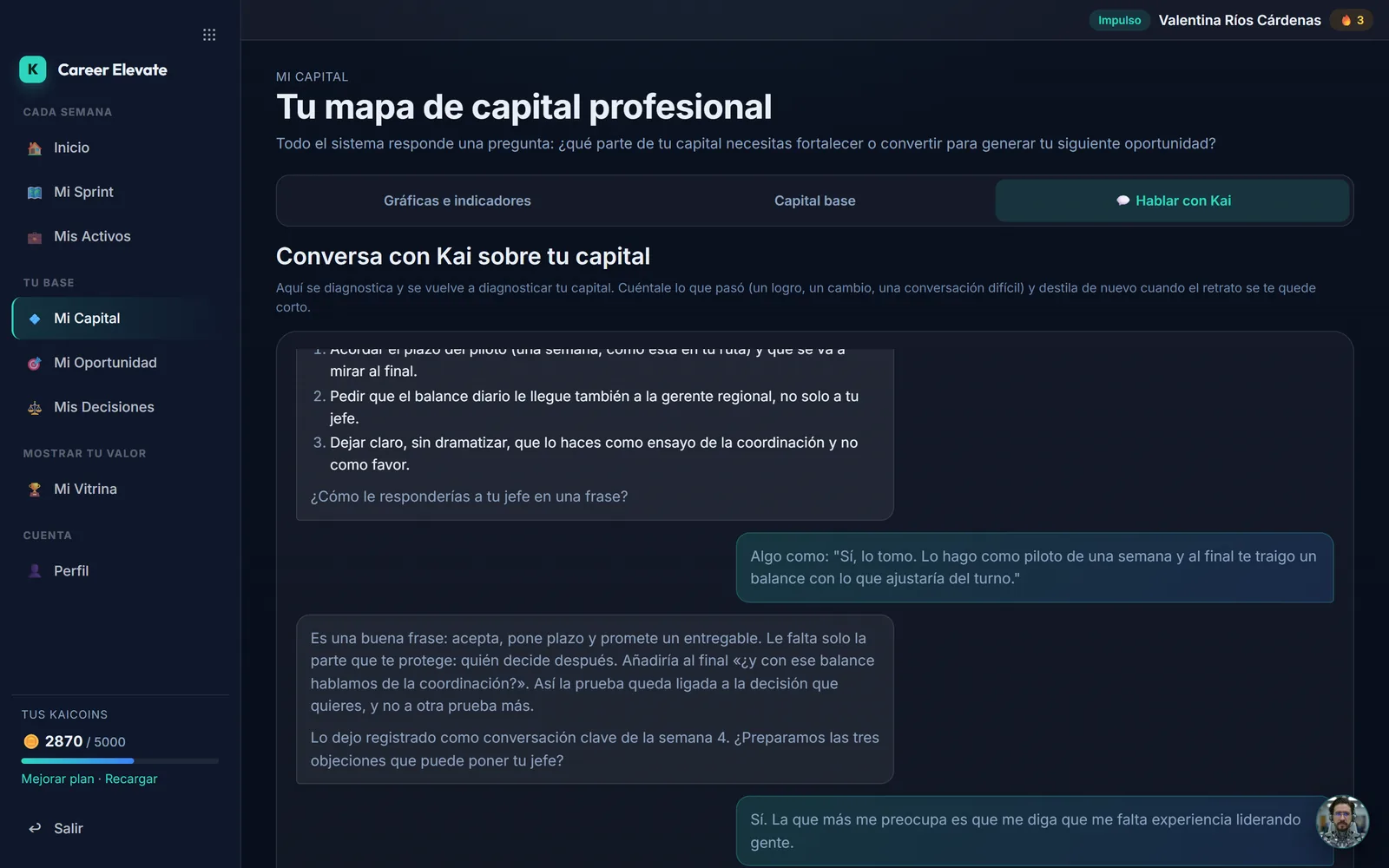 Kai Coach: la conversación que prepara la negociación de un ascenso, con memoria de tu progreso